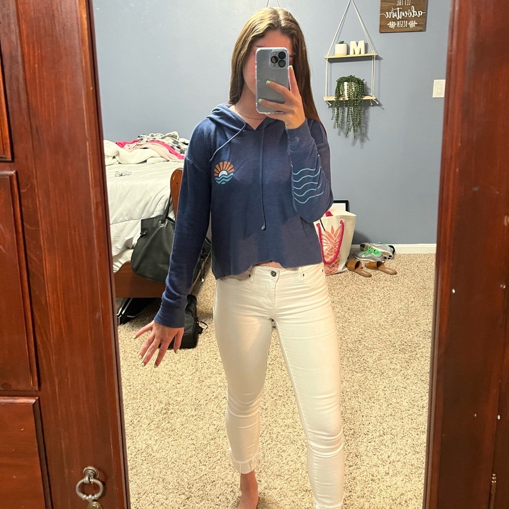 Navy blue cropped hoodie